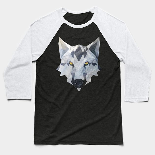 Geometric Wolf Baseball T-Shirt by Geomhectic